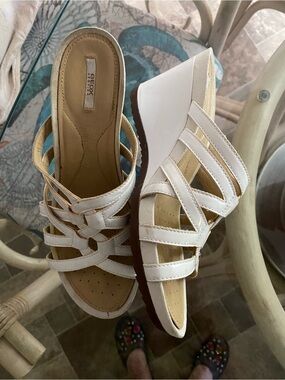 Geox White Wedge Heeled Sandals